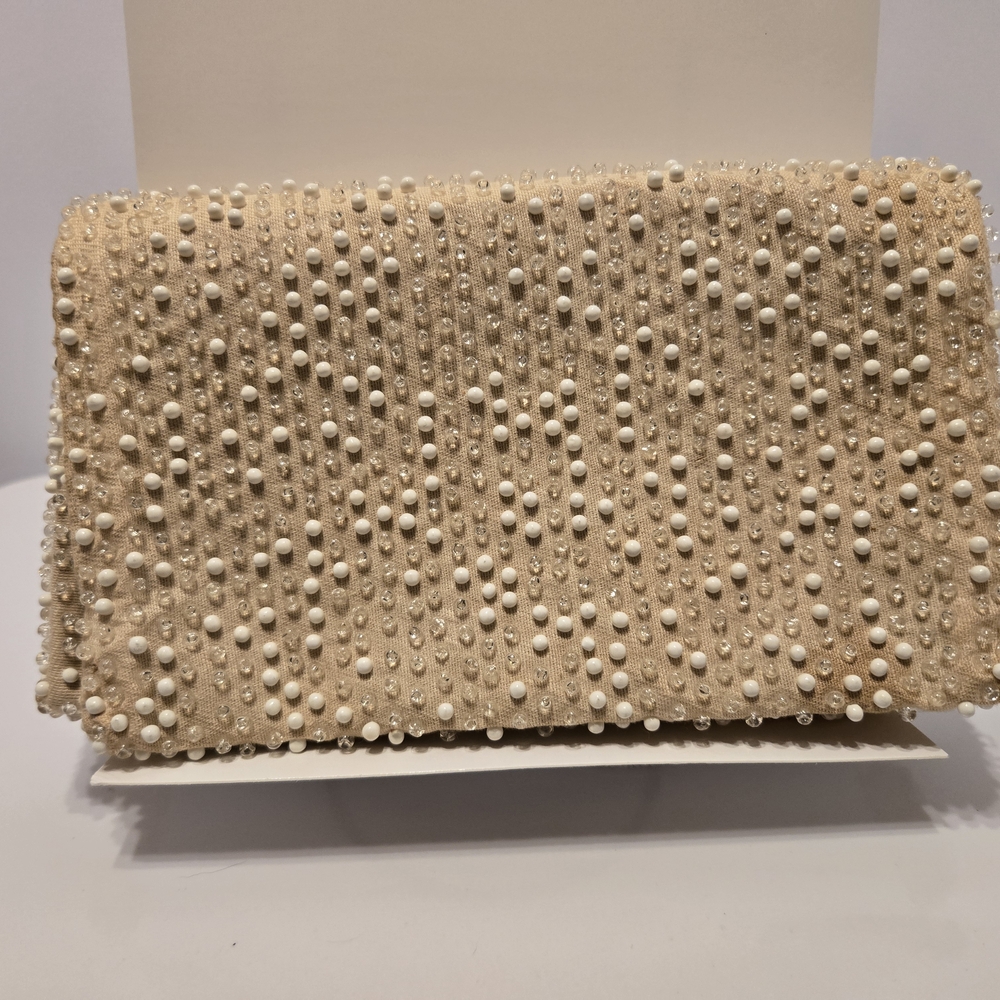 Chic Beaded Tan Clutch